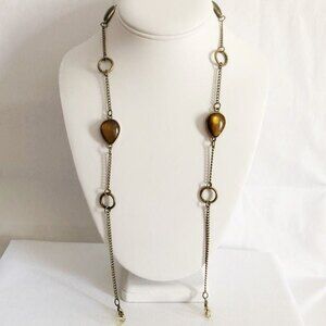 Chain Glasses Holder Teardrop Cabochon Accents Gold Tone